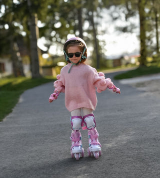 A child wearing Cariboo inline skates