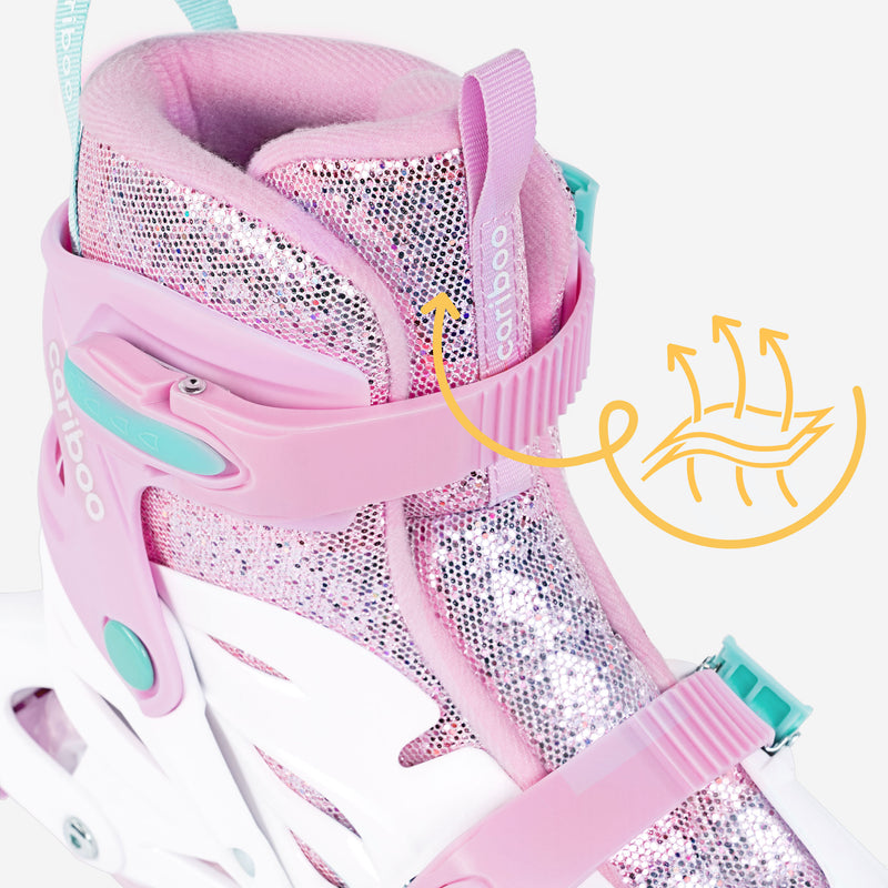 Stylish glitter softboot with breathable mesh.