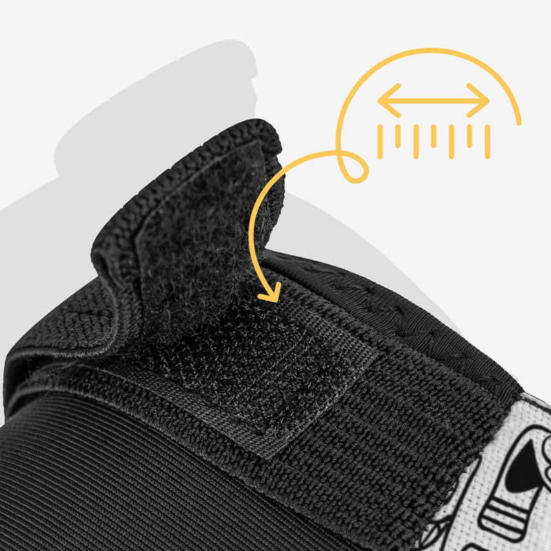 Dual Velcro straps stabilize the pads and adjust as your child grows.