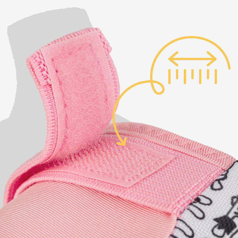 Dual Velcro straps stabilize the pads and adjust as your child grows.