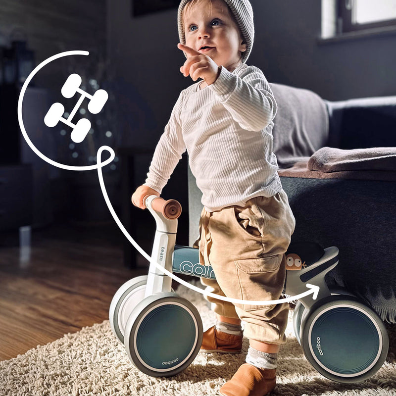 4 wide-set wheels for comfort and safety during balance practice