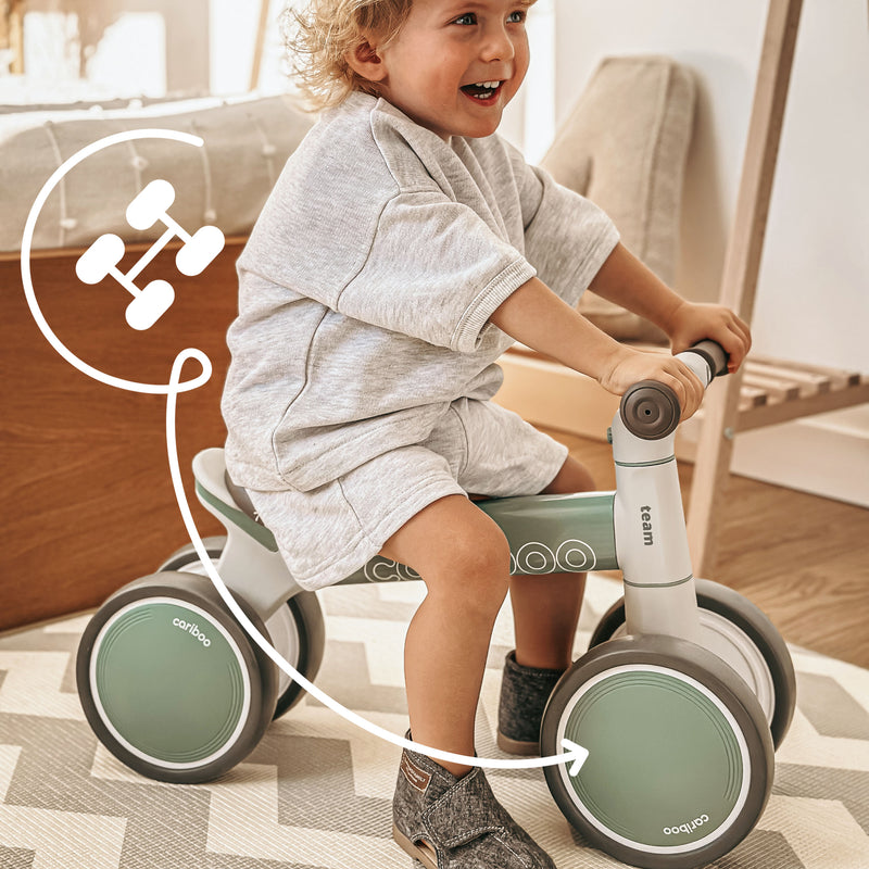 4 wide-set wheels for comfort and safety during balance practice