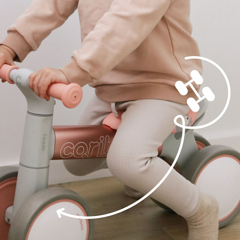4 wide-set wheels for comfort and safety during balance practice
